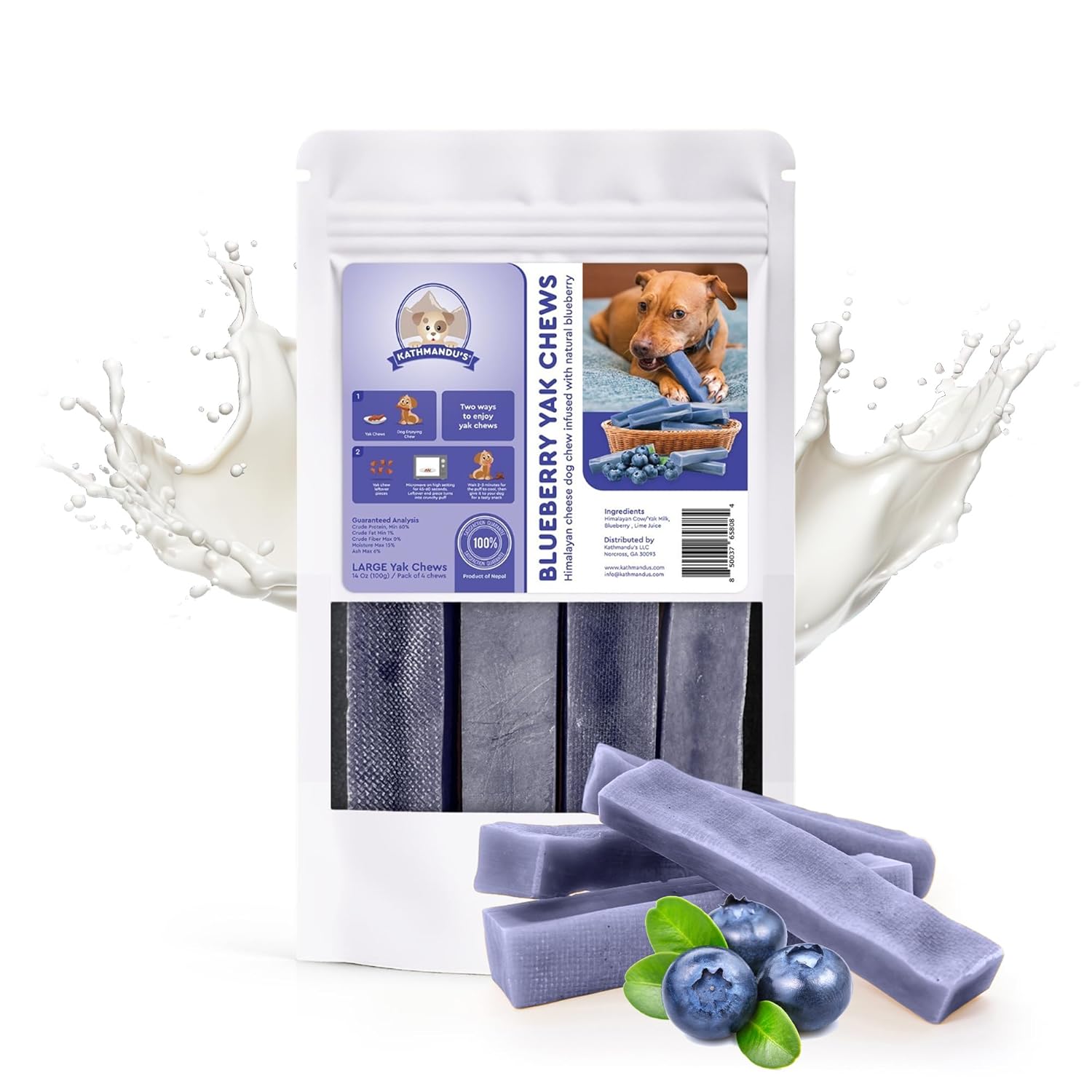 Blueberry Flavored Himalayan Yak Cheese Dog Chews