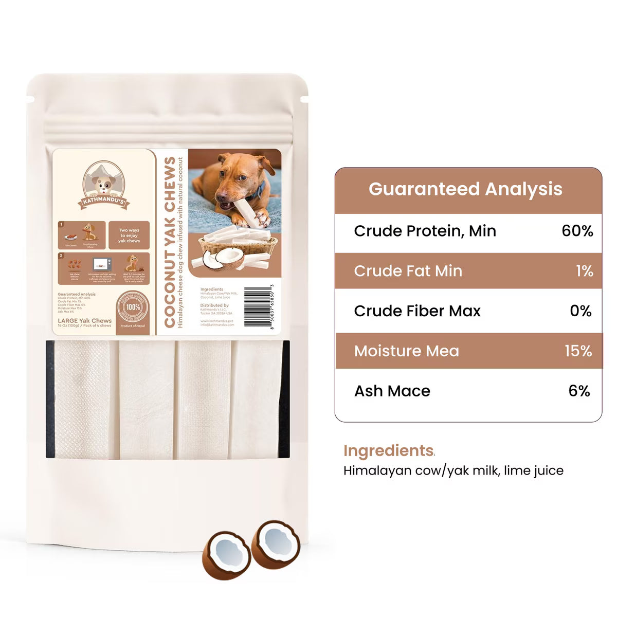 Coconut Flavored Himalayan Yak Cheese Dog Chews