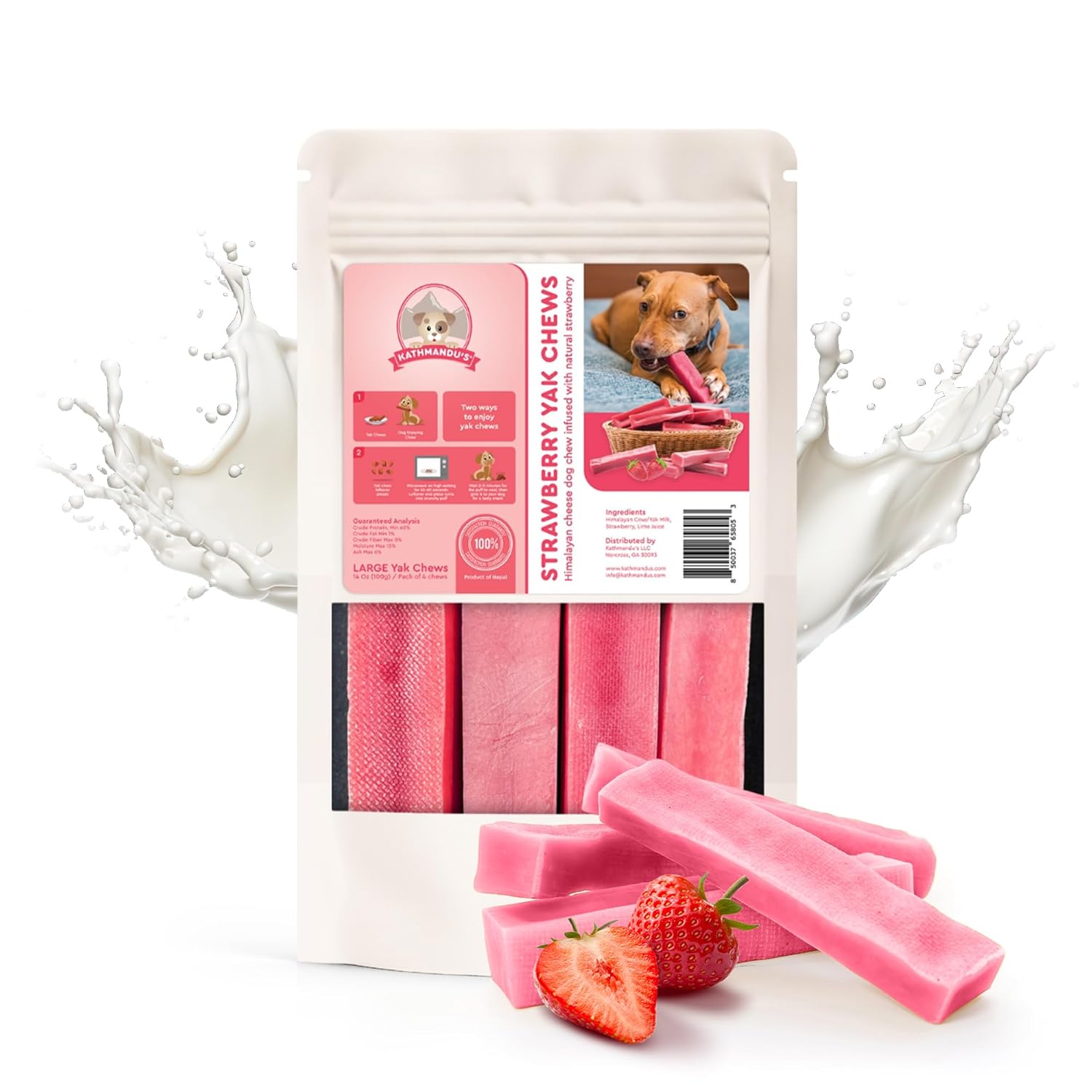 Strawberry Flavored Himalayan Yak Cheese Dog Chews